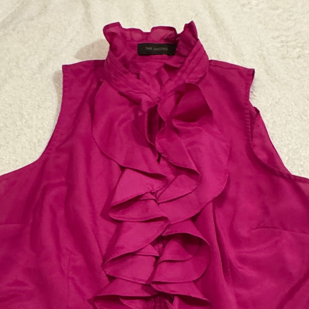 The Limited Fuchsia Ruffle Front Blouse - Picture 4 of 7